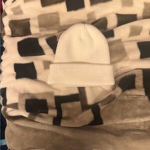 White Knit Moncler Beanie